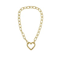 Colar Feminino Pingente Fecho De Coração Dourado Maxi Colar