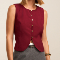 Colete Alfaiatado com Amarração Cruzada nas Costas Vermelho