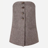 Colete Alongado Alfaiataria Tomara que Caia com Botões Marrom