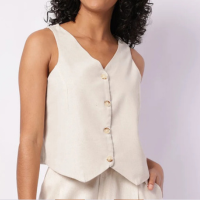 Colete Feminino Viscolinho com Botões Bege