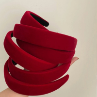 Estoque Pronto Feliz Ano Novo Chinês Vermelho Vintage Velvet HairBands Head