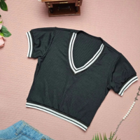 KIT2 Camiseta Feminino Gola V Malha canelado