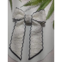 Laço de cabelo Juvenil adulto branco com preto - Ateliê DY Princesas