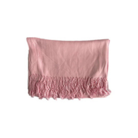 Lenço Seda Pura Natural Lisa Rosa Bebê Com Franja Feminino