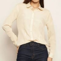 Camisa Feminina Social Manga Longa Bege