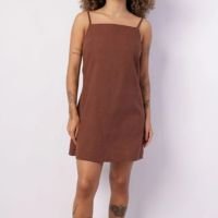 Vestido Feminino Curto Viscolinho Alcinha Marrom