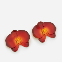 Maxi Brinco com Forma de Orquídea Esmaltada Laranja