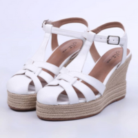 Meca - Sandália Feminina Anabela Plataforma Bico Redondo Branca
