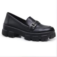 Mocassim Tratorado Feminino Casual Conforto Moderno - Preto