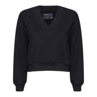 MOLETOM FEMININO CROPPED DECOTE V EM RIB