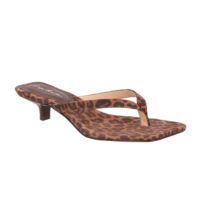 MULE DE DEDO EM COURO ONÇA E SALTO BAIXO