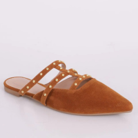 Mule Feminina Donatta com Tachas Bico Fino Bege