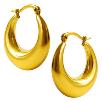 Nexxus Brinco Feminino Argola Gota Espelhada Aço Titânio Folheado Ouro 18k