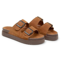 Papete Calçado Livre Slide Flatform Fivela Dupla Ajustavel Feminina - Caram