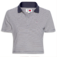 Polo Feminina Stripe V Neck - Azul | Tommy Jeans
