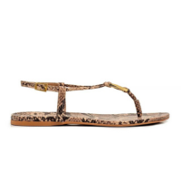 Rasteira Animal Print Enfeites Nude