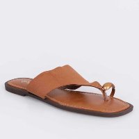 Sandália Rasteirinha Feminina Suede com Aplicação Bege