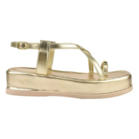 Rasteirinha Feminina Sandália Tiras Metalizada De Dedo Confortável Antiderr