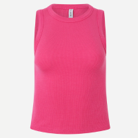 Regata Cropped Básica em Ribana Canelada Rosa Pink