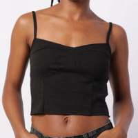 Regata Cropped Feminino Alcinha com Recortes Preta