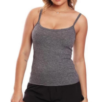 Regata De Alcinha Canelado Lisa Básica Feminina - Cinza