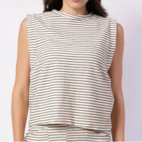 Regata Feminina Texturizada Rústica Listrada Bege