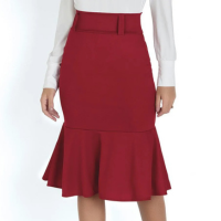 Rosalie - Saia Peplum Vermelha Moda Evangélica