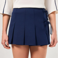 Saia Plissada Marinho Laço