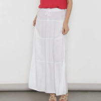 Saia Feminina Longa Berry & Co. Três Marias Viscose Branca