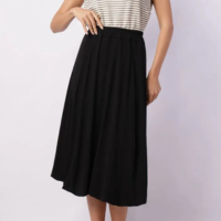 Saia Feminina Midi Balonê Preta