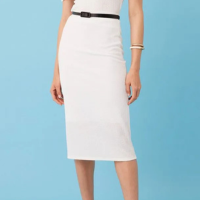 Saia Feminina Midi Texturizada Com Fenda Branca