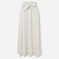 Saia Midi Clochard em Viscolinho com Cinto Faixa Off White