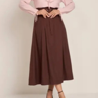 Saia midi evase com pregas fasicius - FASCINIUS