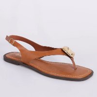 Sandália Rasteirinha Feminina com Aviamento Marrom