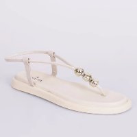 Sandália Rasteira Feminina Donatta com Aviamento Off White