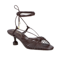 SANDÁLIA AMARRAÇÕES SALTO MÉDIO COFFEE