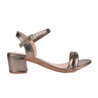 Sandália Feminina Casual Metalizada de Fivela Salto Grosso Bloco Baixo Maci