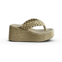 Sandália Plataforma De Dedo Com Cordas Juta