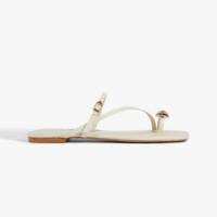 Sandália Rasteira Couro Branca