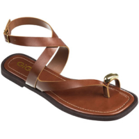 Sandália Rasteira Feminina Tiras Cruzadas Detalhe Metalizado Ring Toe GiGiL