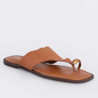 Sandália Rasteirinha Feminina Suede com Aplicação Bege