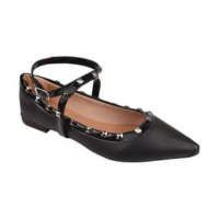 Sapatilha Bailarina Preta com bico fino, detalhes spike - Rafaela Salomão