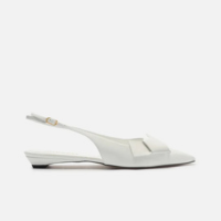 Sapatilha Branca Bico Fino Slingback Laço