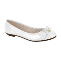 Sapatilha Moleca Feminina Branca Envernizada Laço Confortável