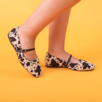 Sapatilha Vaca Feminina Animal Print Boneca Bico Quadradro Novidade