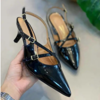 Scarpin Vizzano Vinho Preto SlingBack Social Salto Conforto