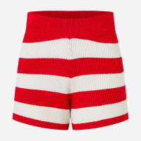 Short Curto e Listrado em Tricô Vermelho
