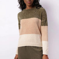 Suéter Feminino Chenille Listrado Verde