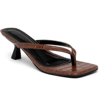 Tamanco Sandália Feminino Aberta de Dedo Croco Salto Kitten Heels Confort