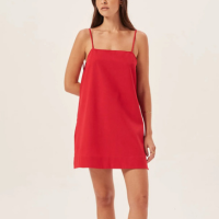 Vestido Reto Curto Linho Rubi